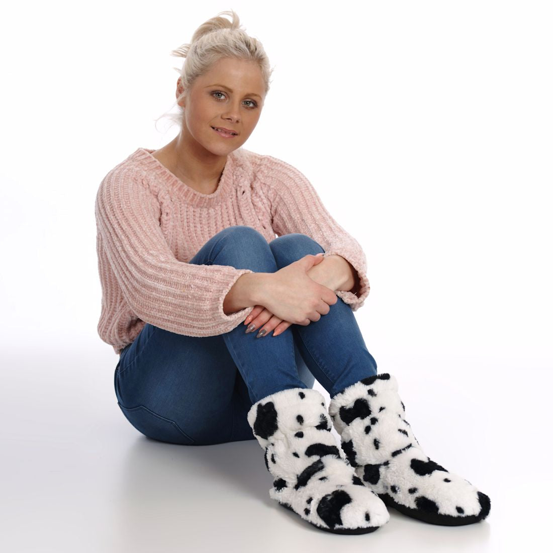 Zhu-Zhu Cow Plush Feet Warmers - Microwavable Slipper Boots