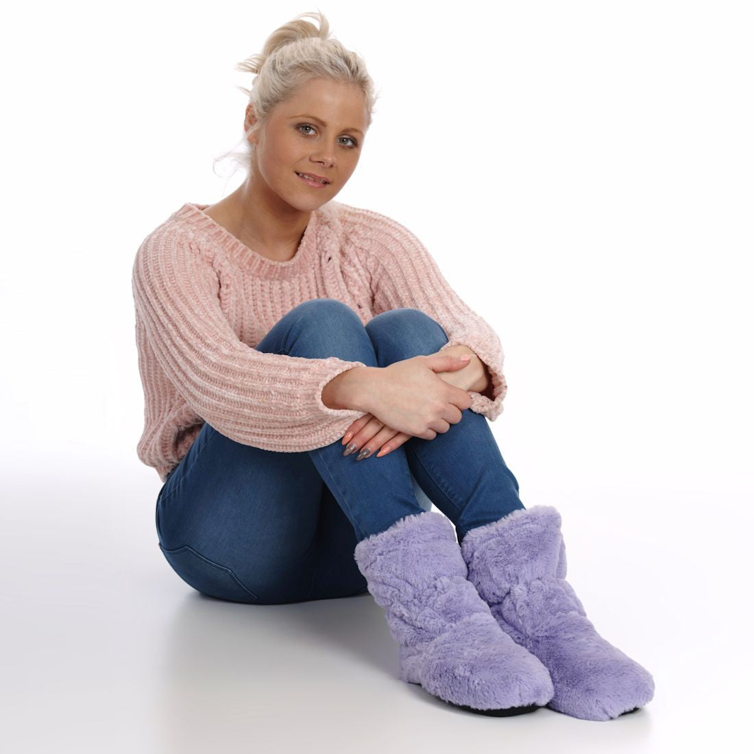 Zhu-Zhu Lilac Plush Feet Warmers - Microwavable Slipper Boots