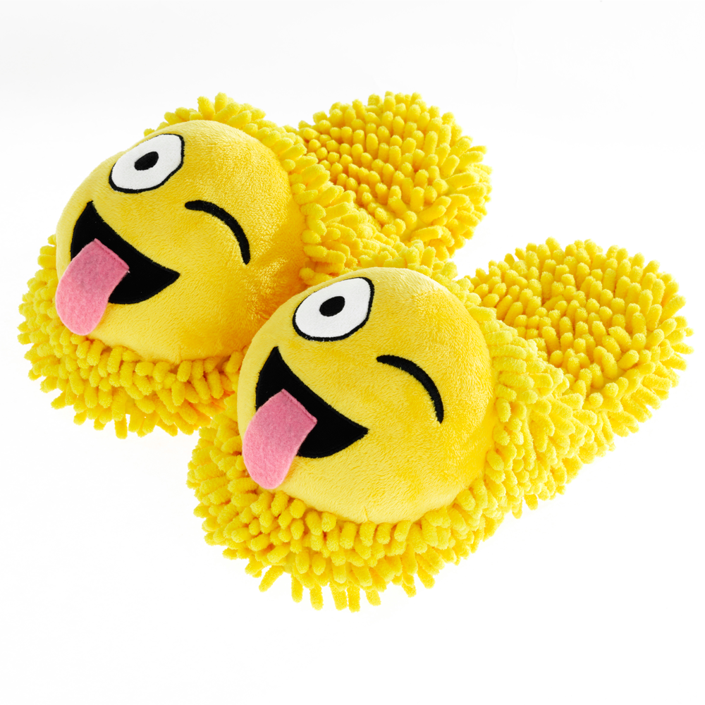 Aroma Home Fuzzy Friends Slippers - Wink Emoji