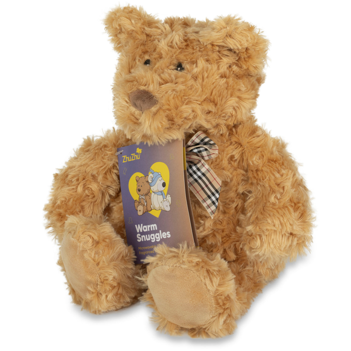 Zhu Zhu Warm Snuggles Brown Teddy Bear - Microwave Heatable Soft Toy Hottie