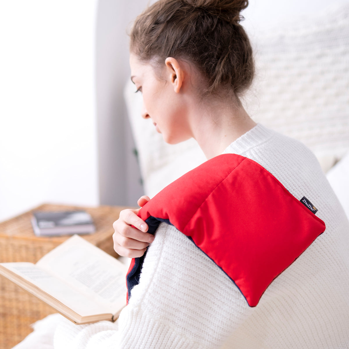 Zhu-Zhu Soothing Heat Pack - Navy Fleece & Red Twill Unscented Microwave Wheat Bag