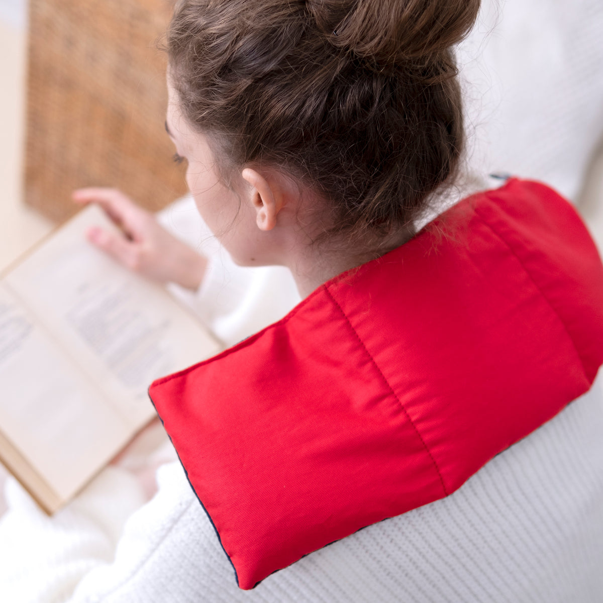 Zhu-Zhu Soothing Heat Pack - Navy Fleece & Red Twill Unscented Microwave Wheat Bag