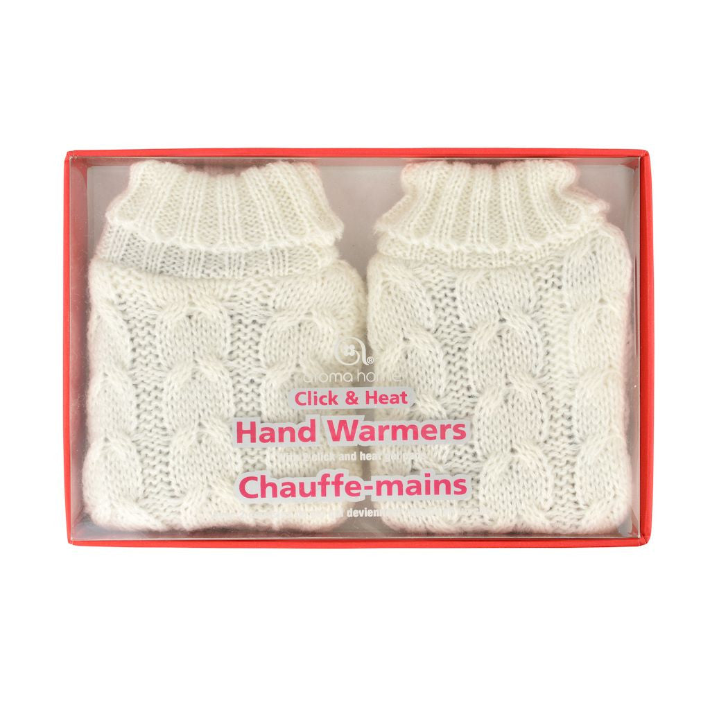 Aroma Home Click & Heat Knitted Hand Warmers - Cream Cable