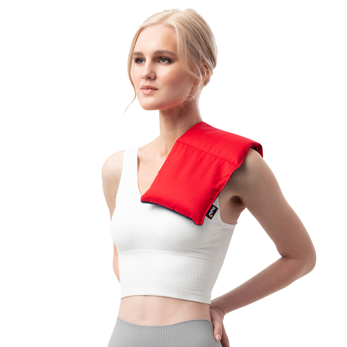 Zhu-Zhu Soothing Heat Pack - Navy Fleece & Red Twill Unscented Microwave Wheat Bag