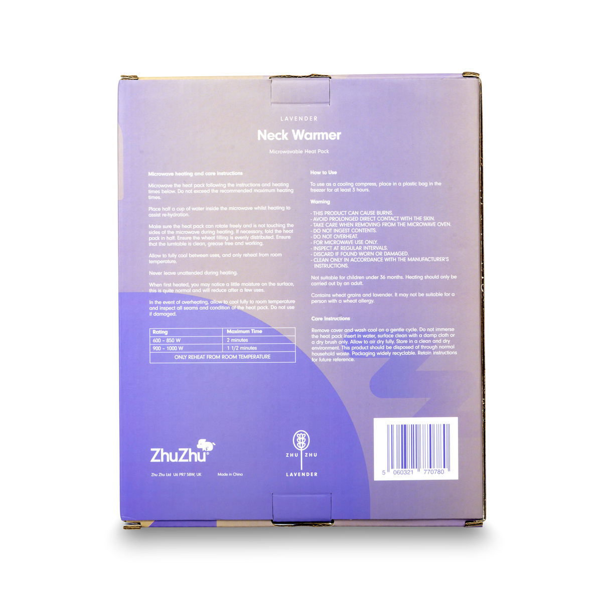 Microwave Lavender Neck Warmer In Grey Velour