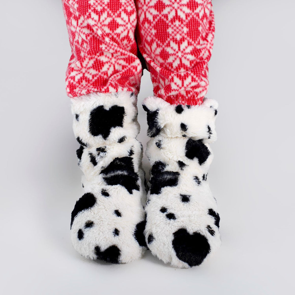 Zhu-Zhu Cow Plush Feet Warmers - Microwavable Slipper Boots