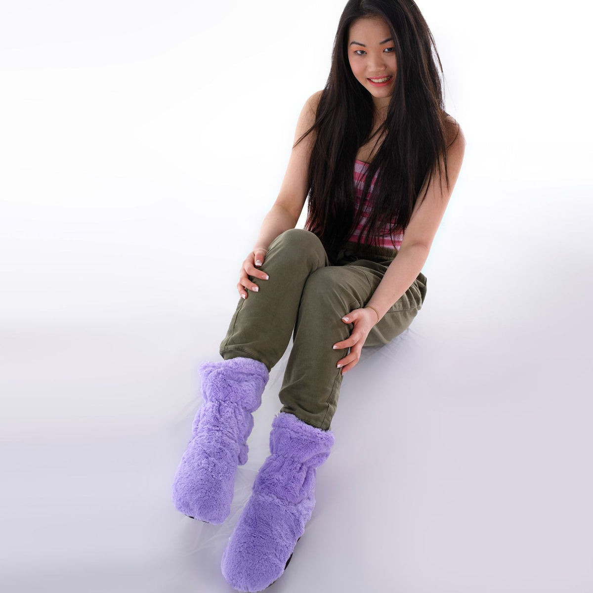 Zhu-Zhu Lilac Plush Feet Warmers - Microwavable Slipper Boots