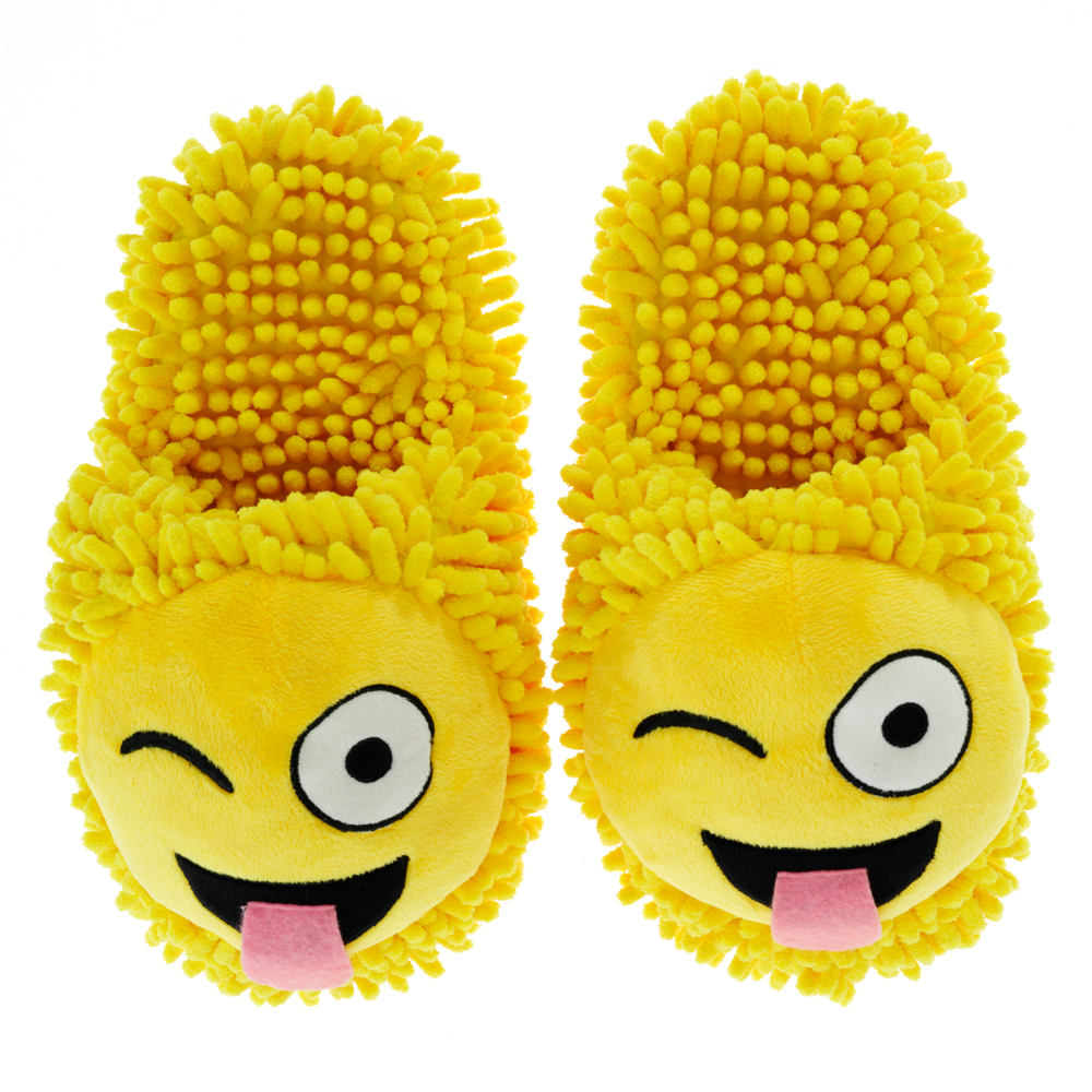 Aroma Home Fuzzy Friends Slippers - Wink Emoji